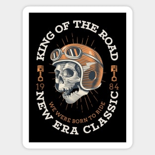 King of The Road New Era Classic We Were Born to Ride Vintage Skull with Helmet Magnet